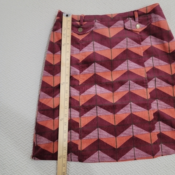 Flying Tomato Burgundy & Orange Fall Colors Geometric Print Skirt Size Medium - Picture 8 of 14